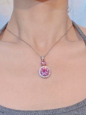 Pink Halo Pendant Necklace